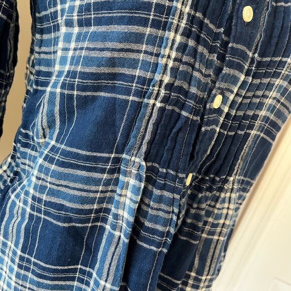 Polo Ralph Lauren Pleated Blue Plaid Button Up Top - Picture 4 of 8